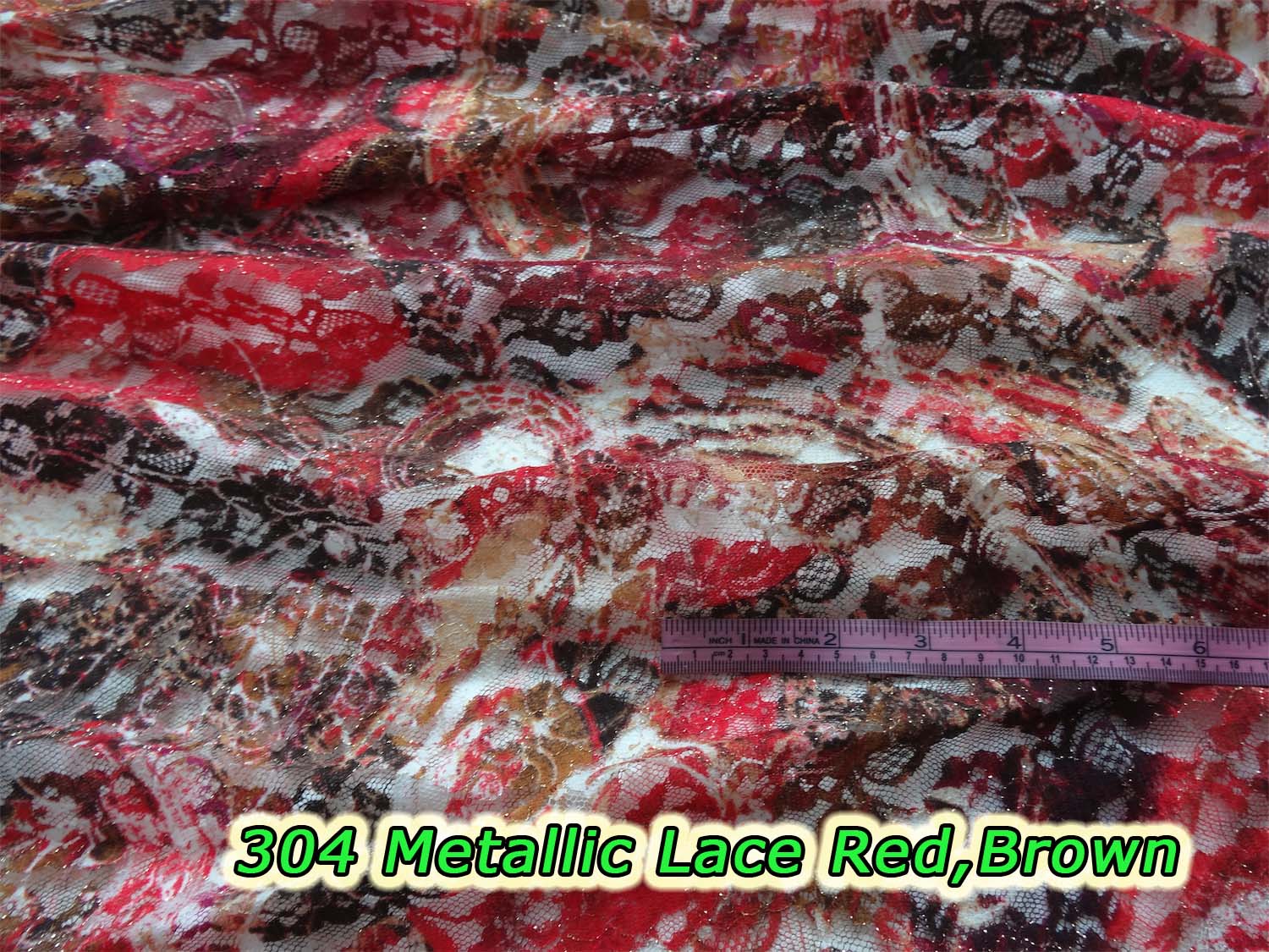 304 Metallic Lace Red/Brown