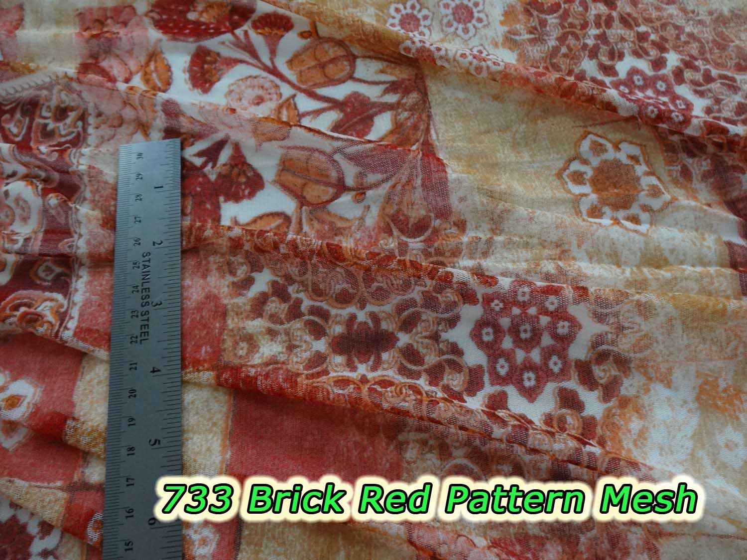 733 Brick Red Pattern Mesh