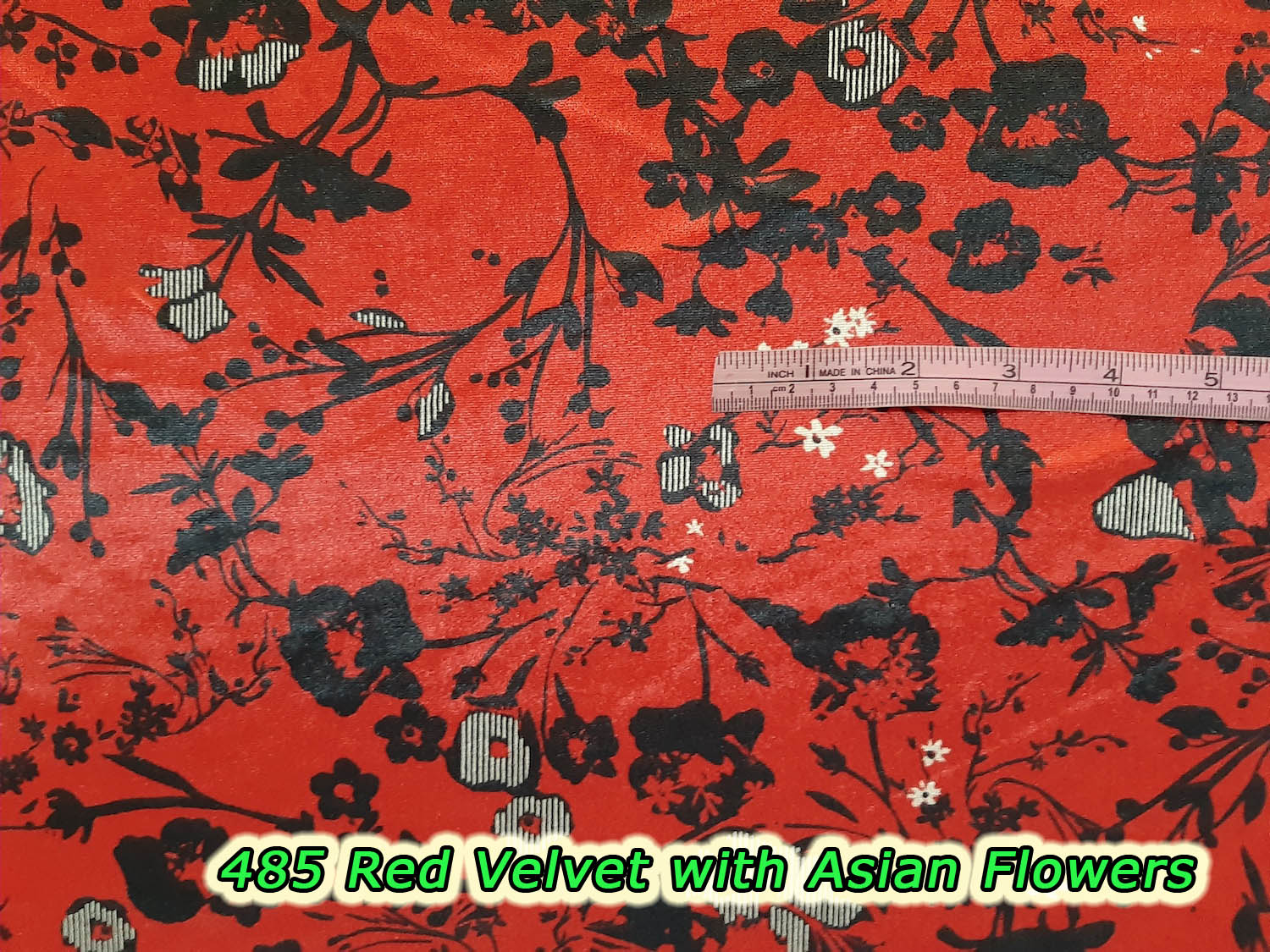 485 Red Velvet with Asian Flowers