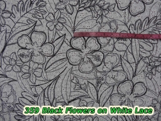 359 Black Flowers on White Lace