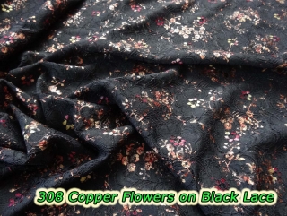 308 Copper Flowers on Black Lace